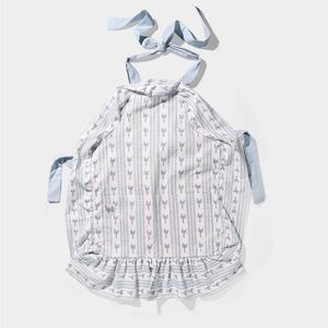 NWT FRIEND OF MINE BLUE FLORAL STRIPE APRON